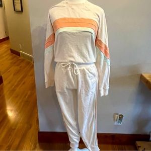 FAHERTY Women’s XS Track Sweat Jumpsuit Rainbow Print